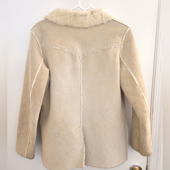 Reaction Kenneth Cole | Cream | Suede | Pea coat w/ Faux Fur Lining & Piping | S - Picture 3 of 6